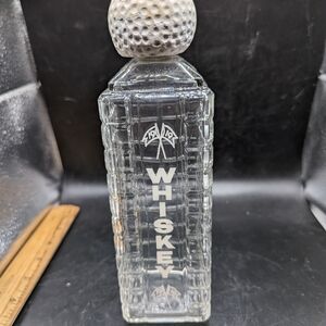 Vintage Karoff  Mid Century MCM Waffle Glass whiskey Liquor Bottle Golf Ball